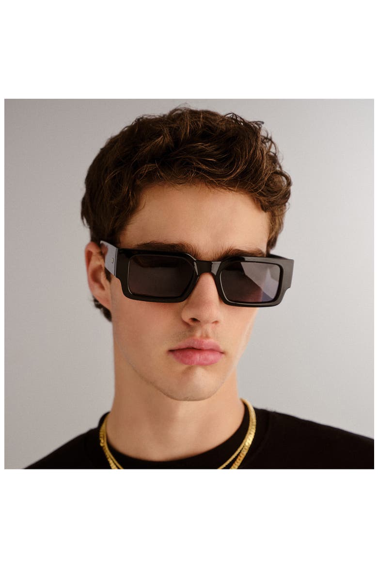 Contemplation 54mm Rectangular Sunglasses, Alternate, color, BLACK/ SMOKE MONO POL