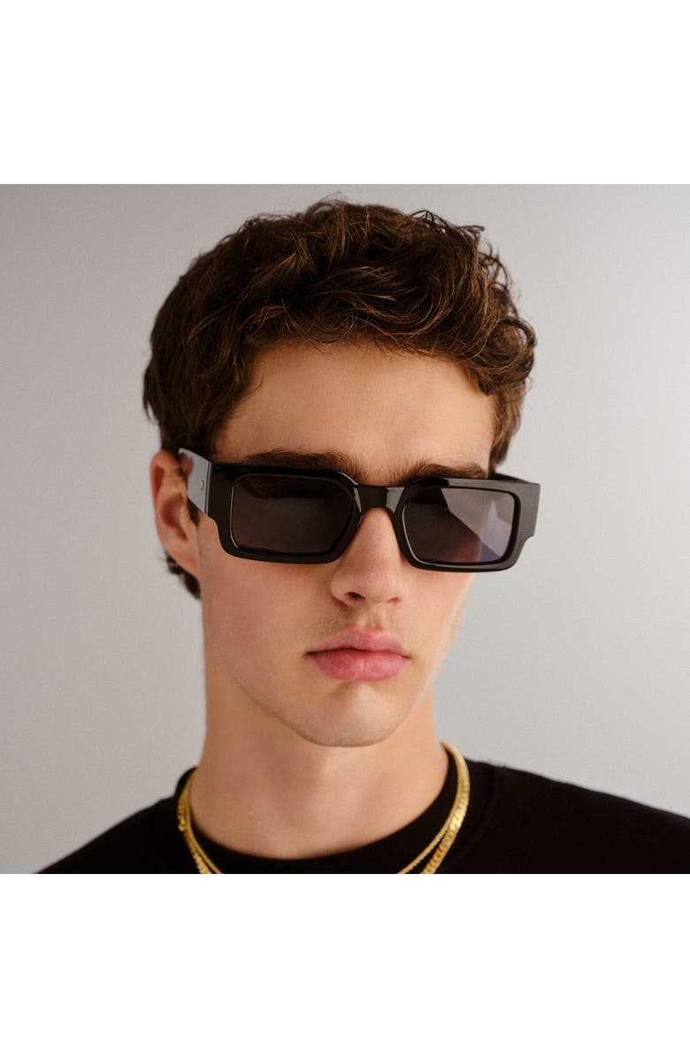 Le Specs Contemplation 54mm Rectangular Sunglasses, Alternate, color, Black/ Smoke Mono Pol