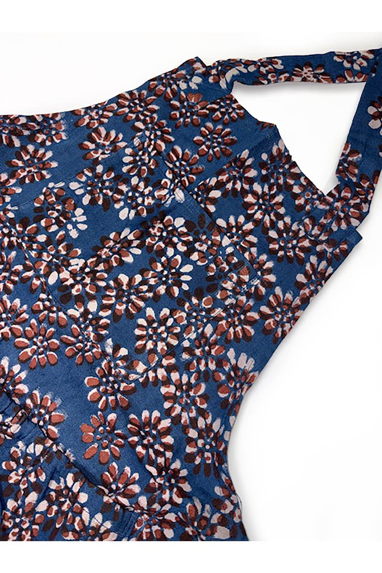 Indigo Block Print Apron, Alternate, color, Indigo