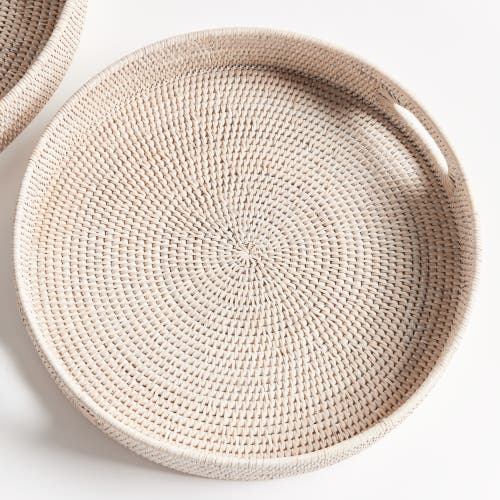 Napa Home & Garden Burma Rattan Round Ottoman Decorative Trays Small Set Of 2 In Neutral