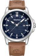 Timberland Classic Three Hand Quartz Leather Strap Watch, 44mm