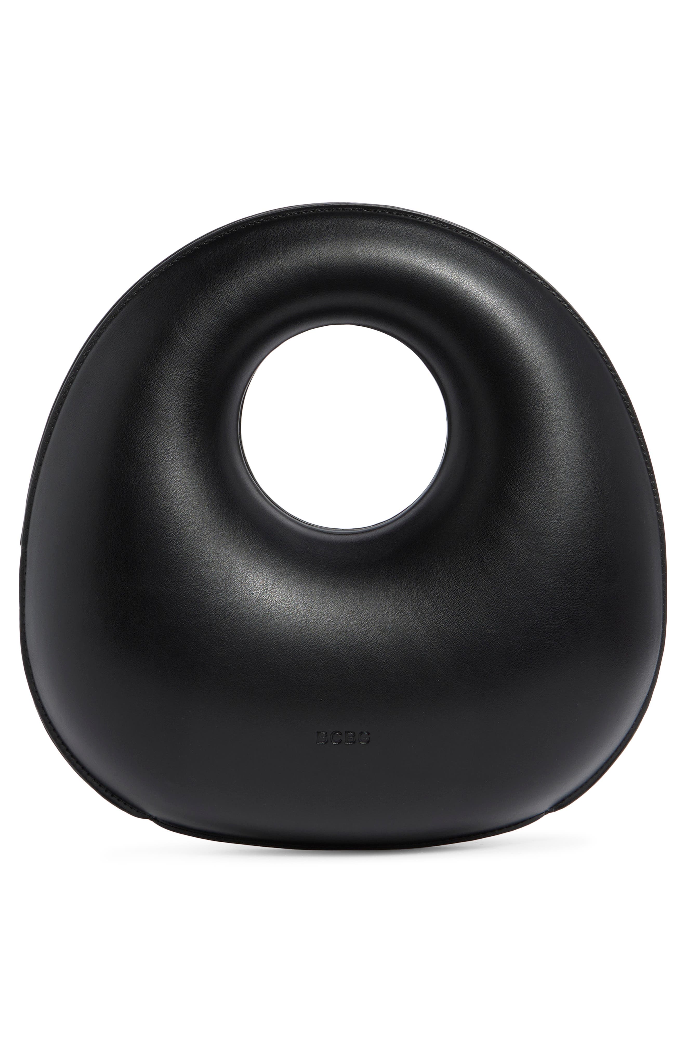 BCBG Circle Handle Molded Hobo Bag, Alternate, color, Black