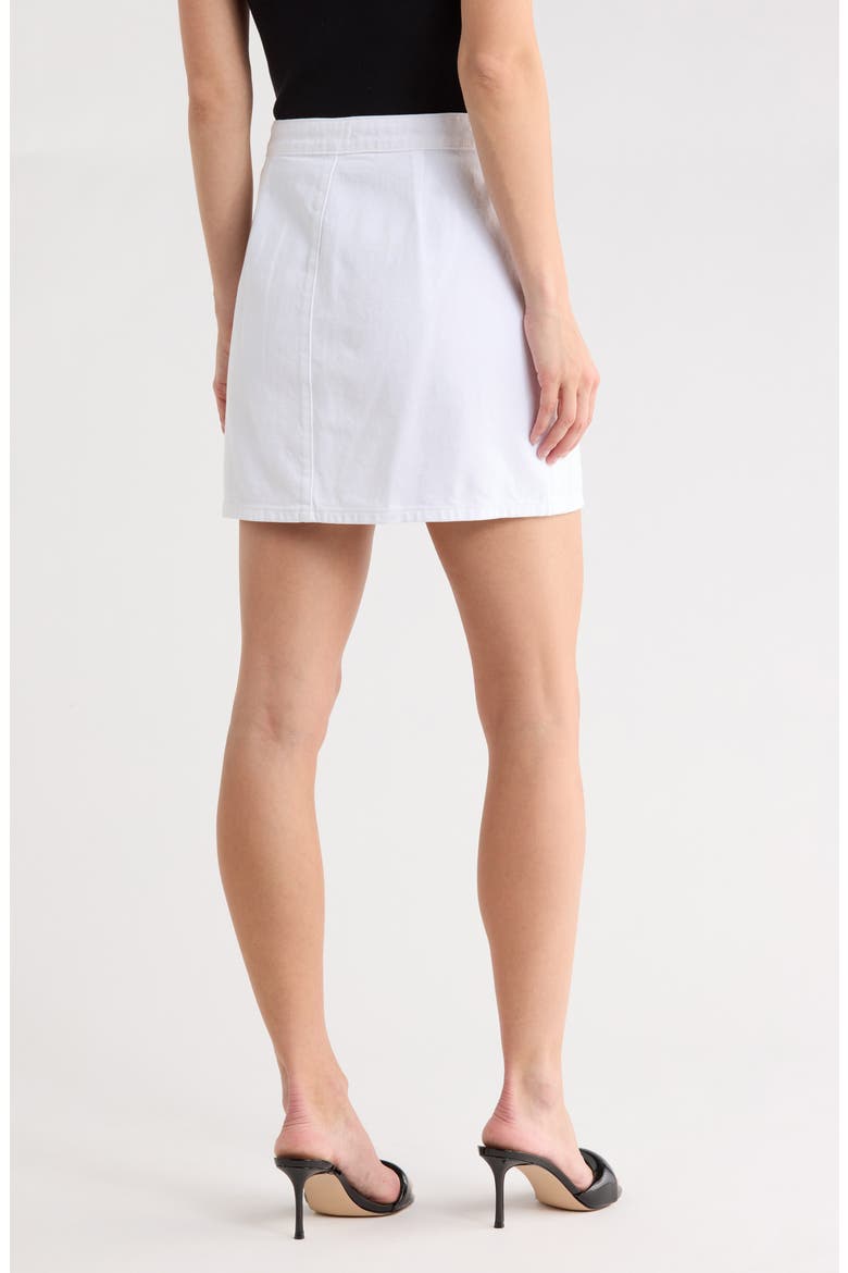 Kris Button Front Cotton A-Line Miniskirt, Alternate, color, WHITE