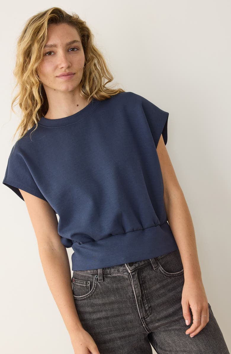 Marine Layer Nova Organic Cotton Blend Bubble Top, Alternate, color, Navy