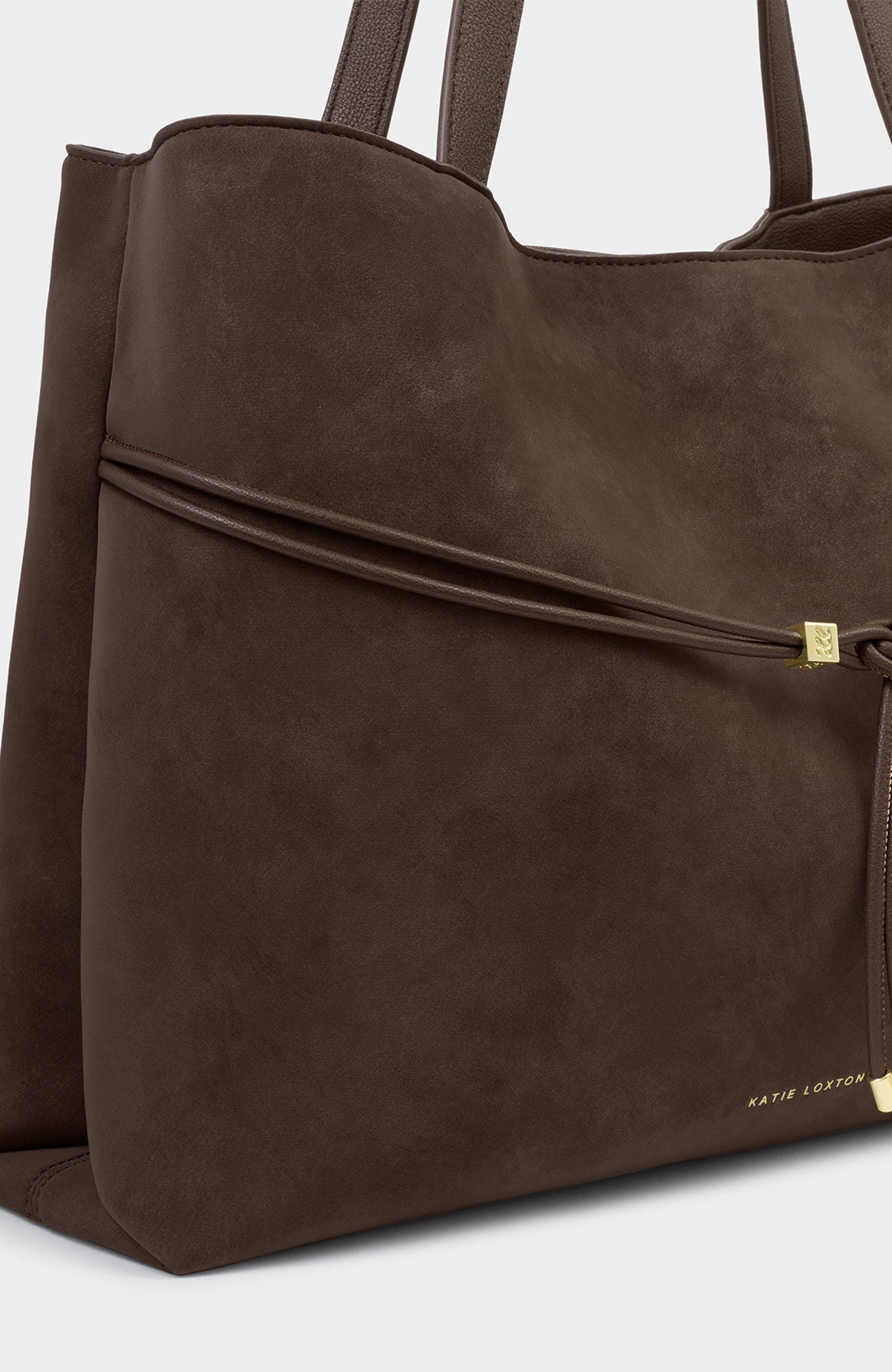 Katie Loxton Lori Suedette Tote Bag, Alternate, color, Chocolate