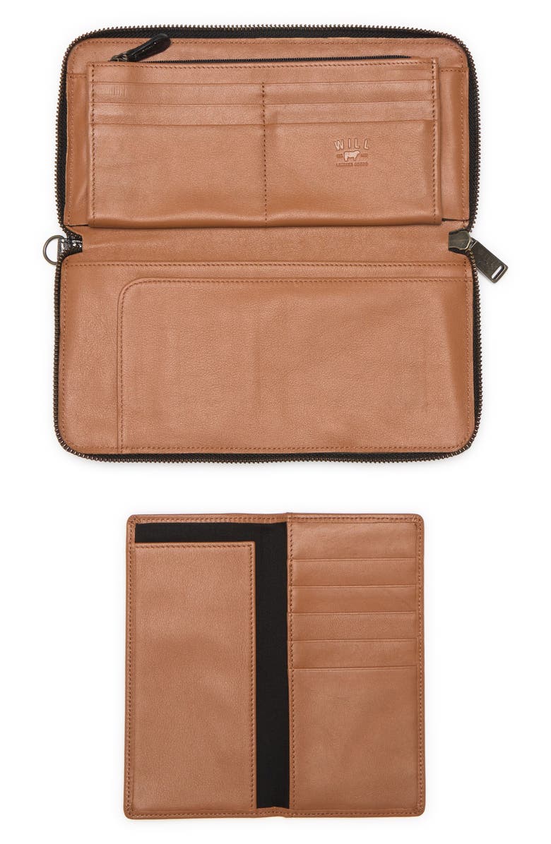 Will Leather Goods 'Imogen' Washed Italian Lambskin Leather Checkbook Clutch, Alternate, color,