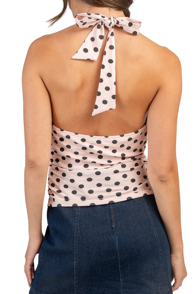Polka Dot Halter Neck Tank, Alternate, color, PINK