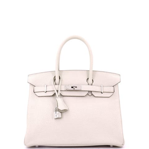 Birkin Handbag Light Clemence with Palladium Hardware 30