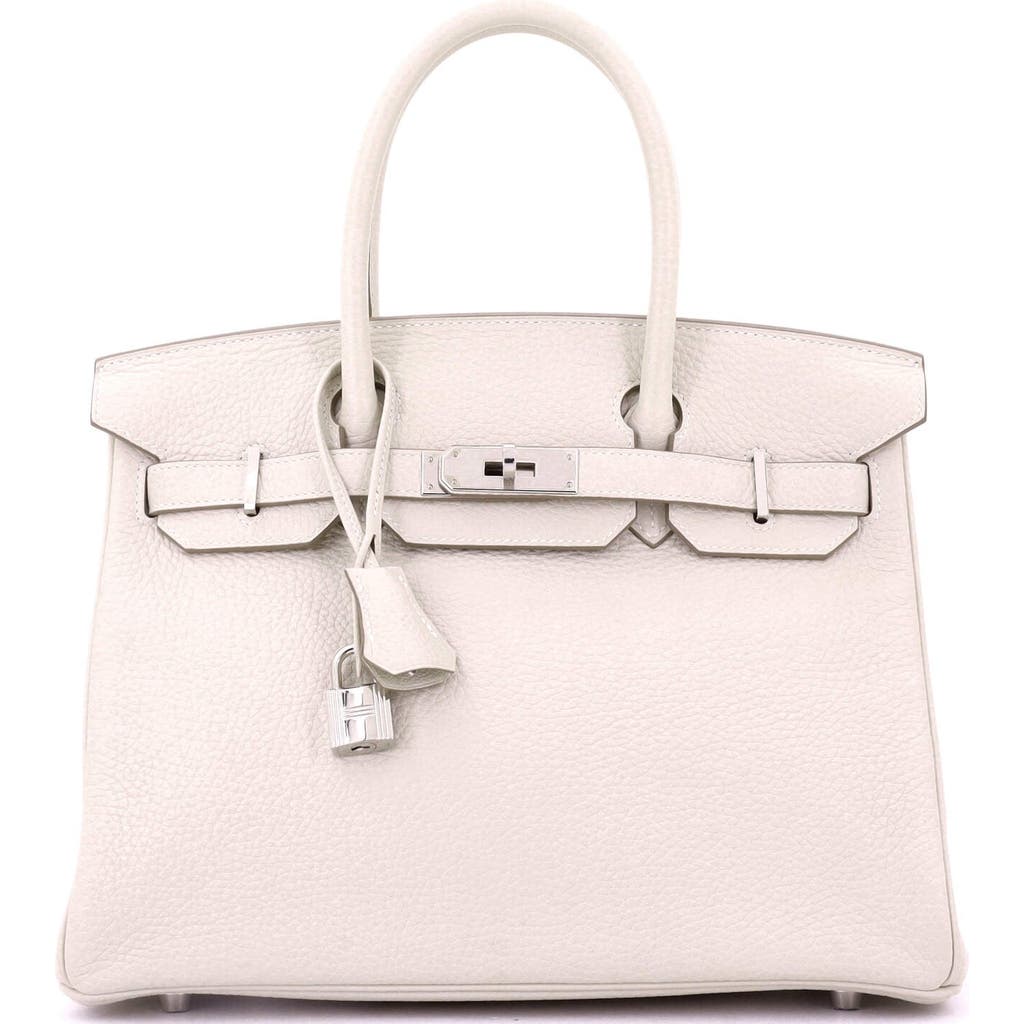 Pre-owned Hermes Hermes Birkin Handbag Light Clemence With Palladium Hardware 30 In White