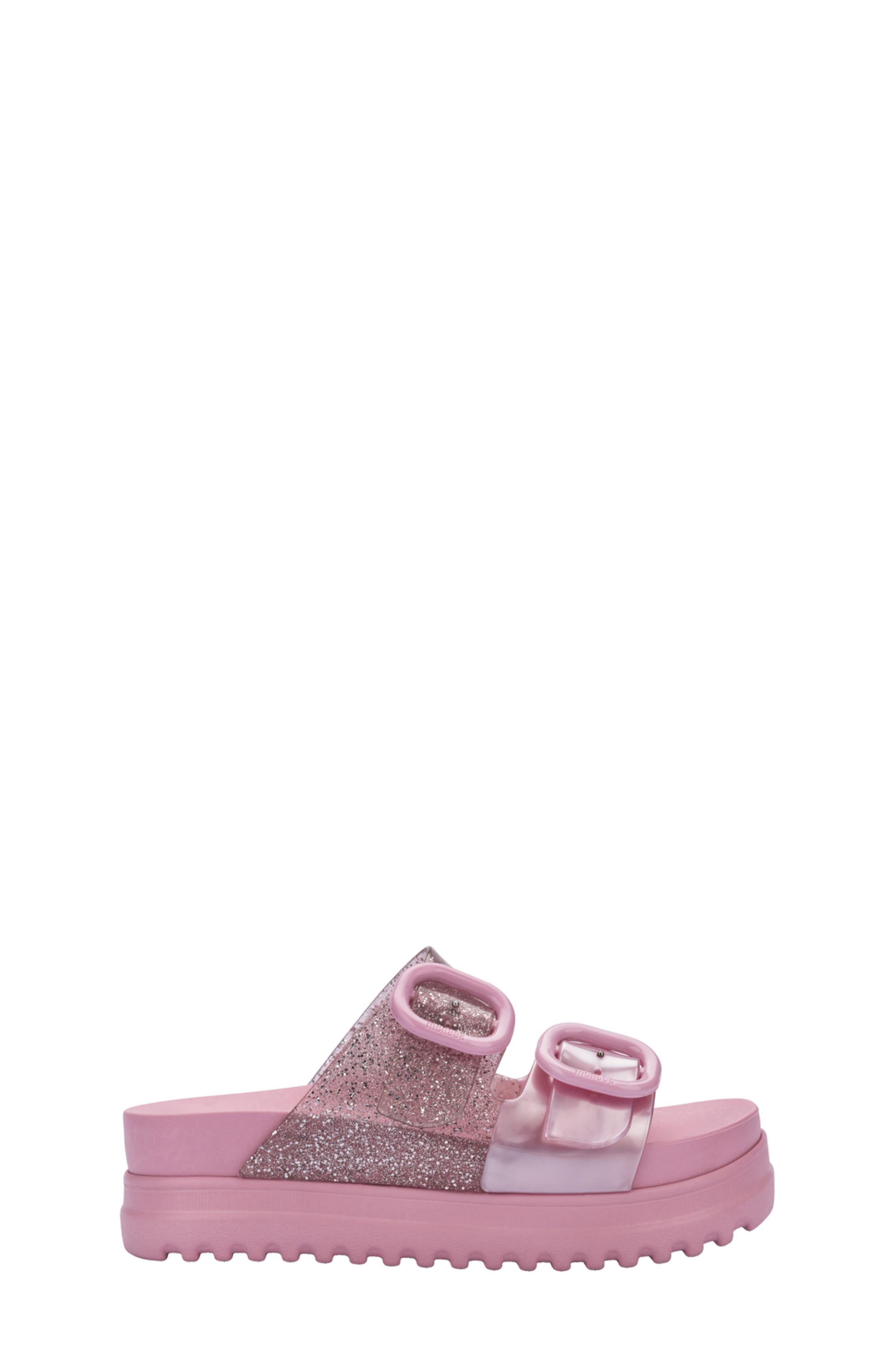 Kids' Cozy Platform Slide Sandal, Alternate, color, PINK/ GLITTER PINK