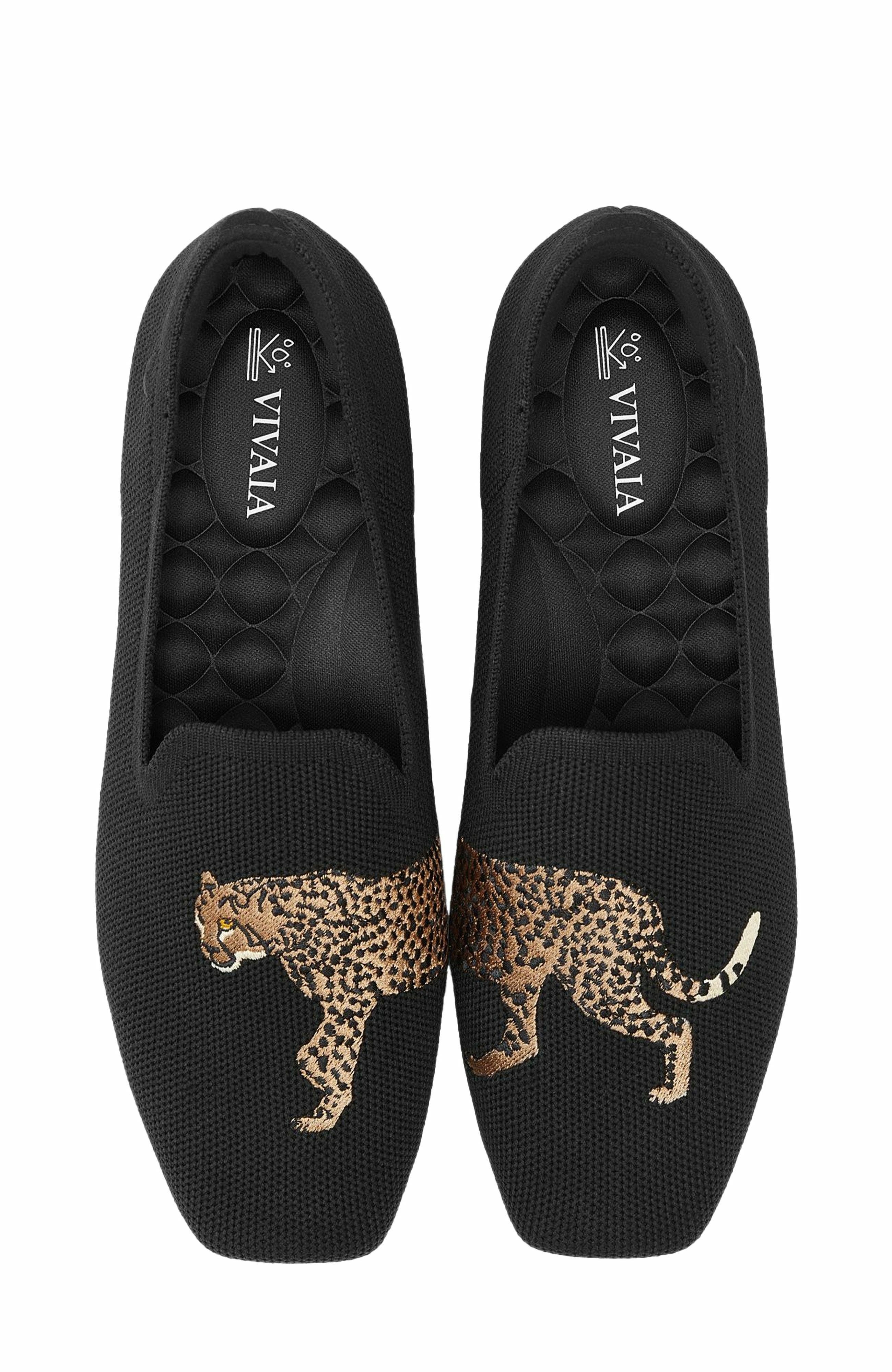 VIVAIA Water-Repellent Square-Toe Loafers, Alternate, color, Black Cheetah