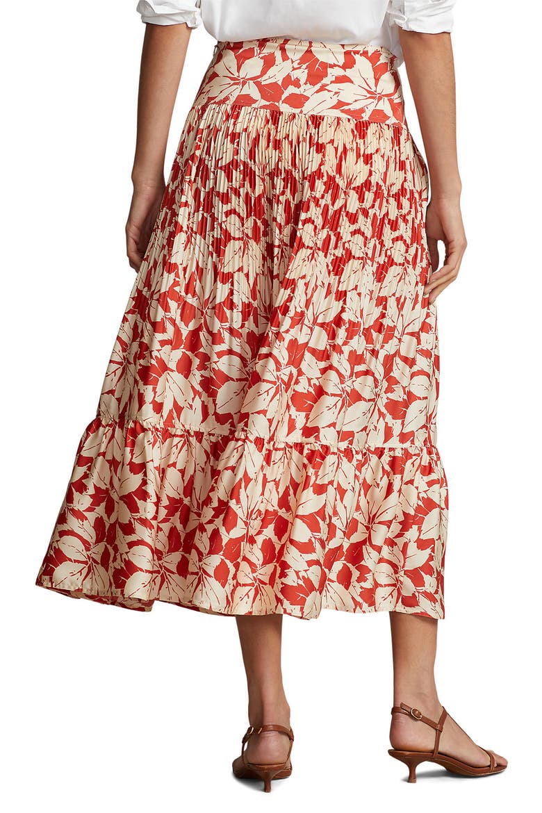 Camile Floral Print Pleated Skirt, Alternate, color, BIRCH LEAVES PRINT