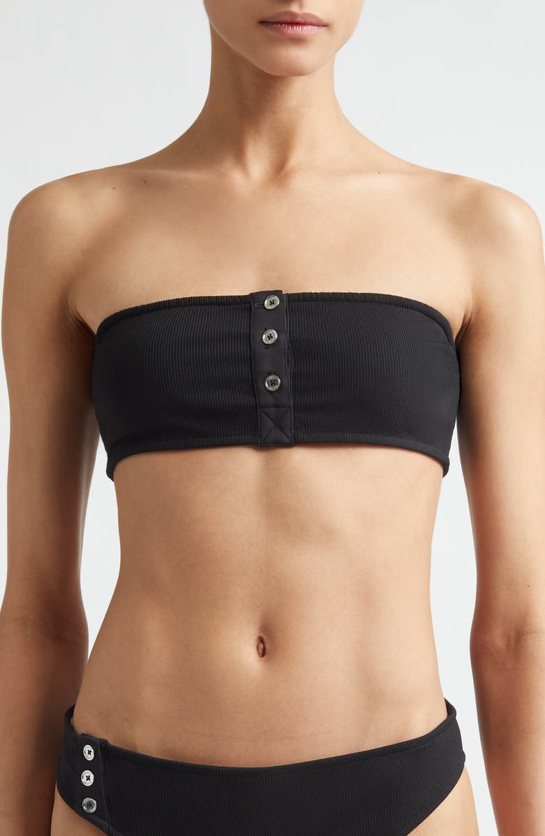TOTEME Strapless Rib Bikini Top, Main, color, Black