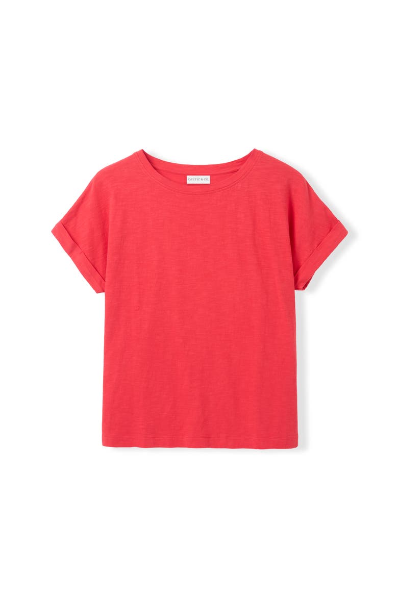 Cotton Crew Neck T-Shirt, Alternate, color, Red Tulip