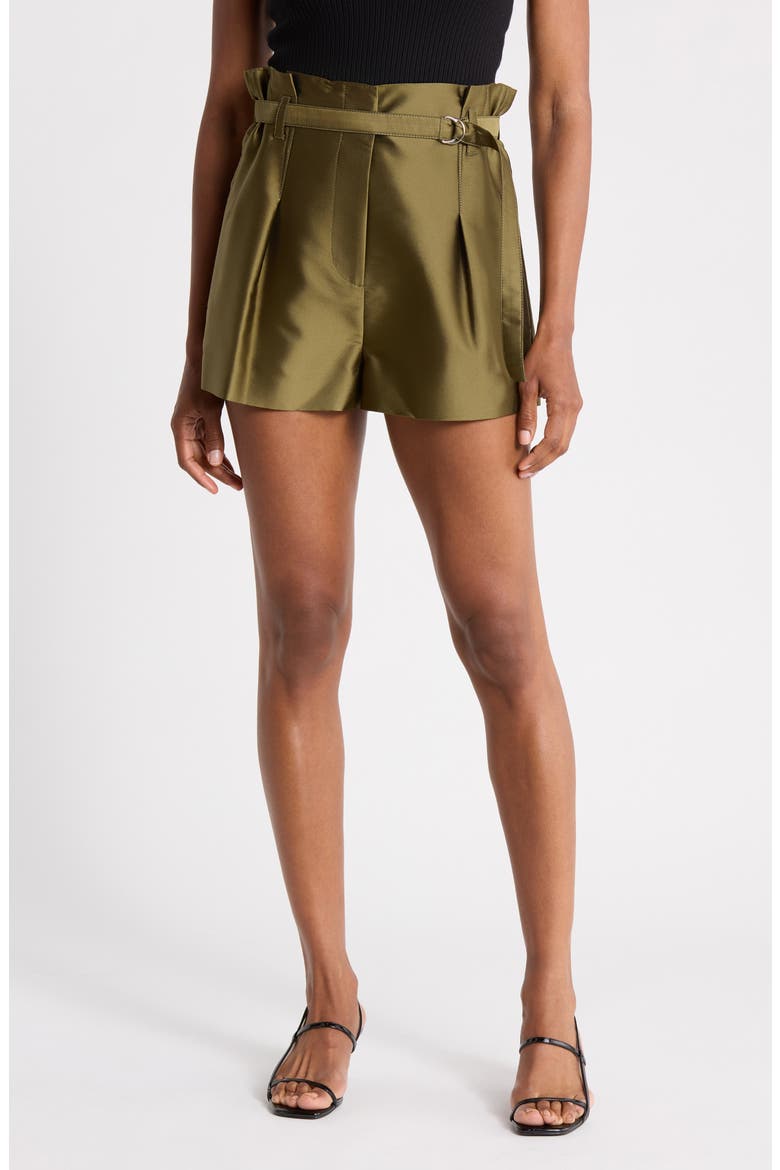 Origami Satin Shorts, Main, color, EVERGLADE