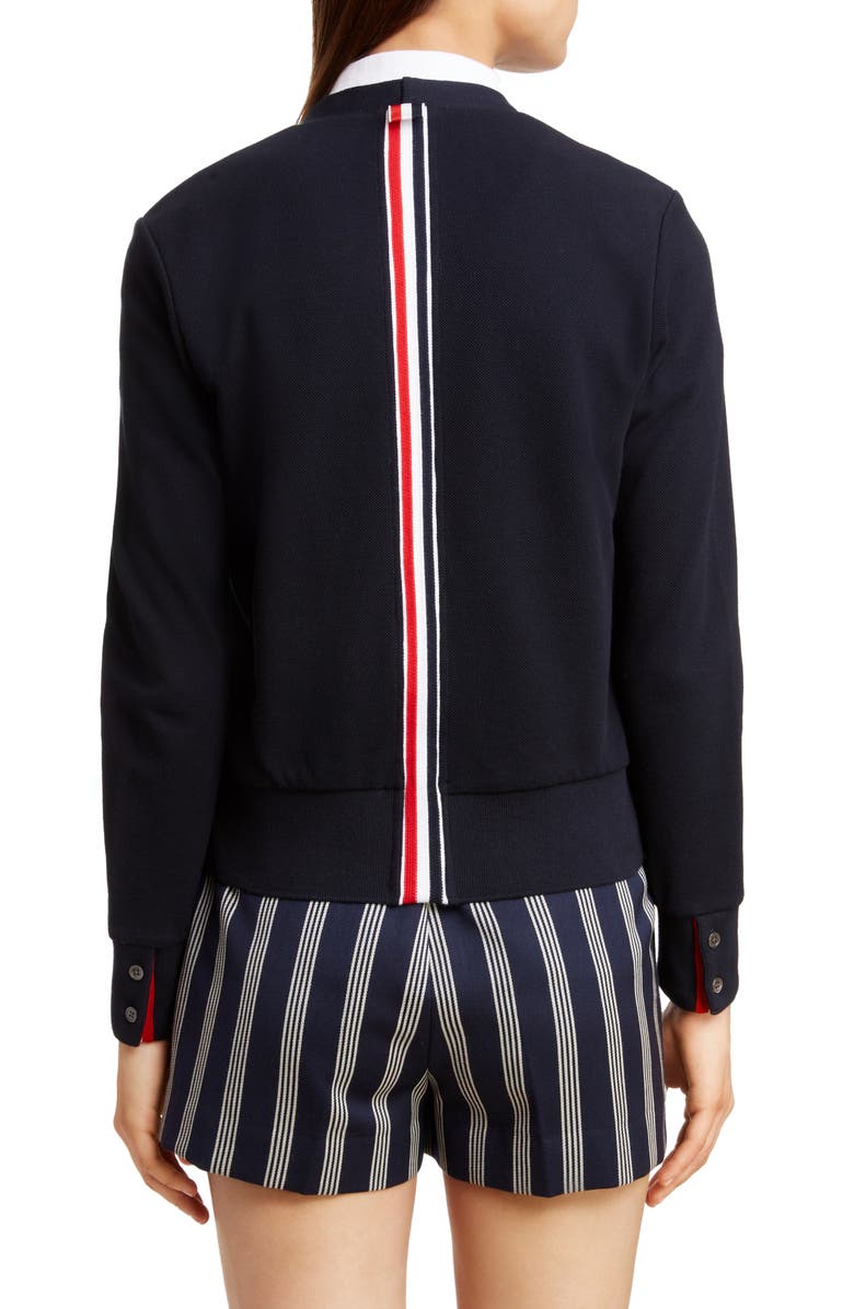 Thom Browne Stripe Piqué Cardigan, Alternate, color,