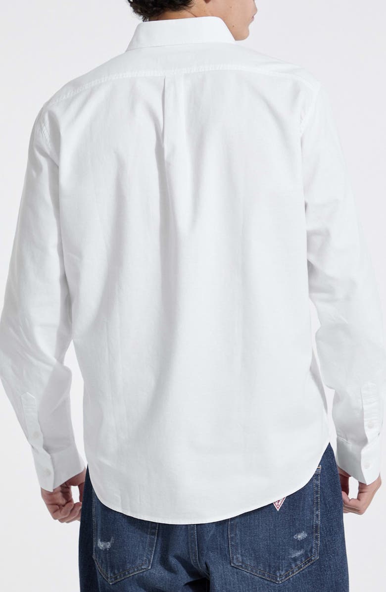 GUESS JEANS Embroidered Pocket Button-Down Shirt, Alternate, color, White