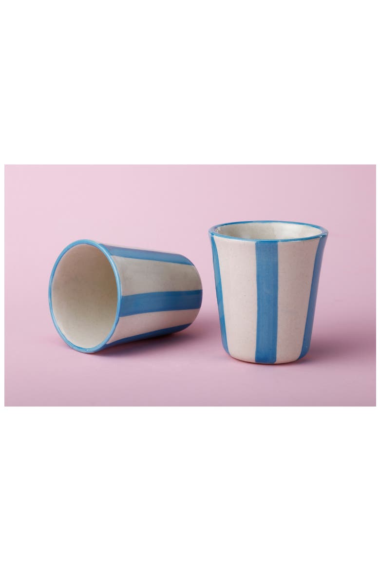 Stripe Ceramic Drinking Glass, Alternate, color, AQUA