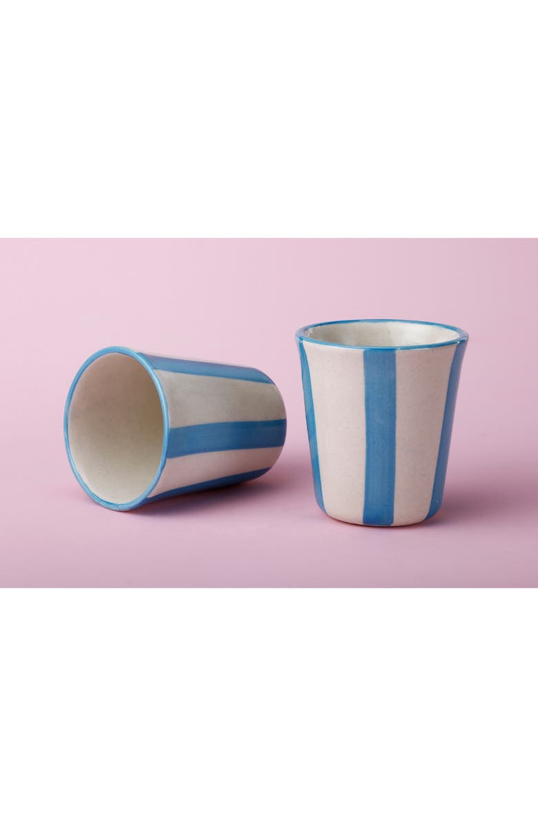 Casa Amarosa Stripe Ceramic Drinking Glass, Alternate, color, Aqua