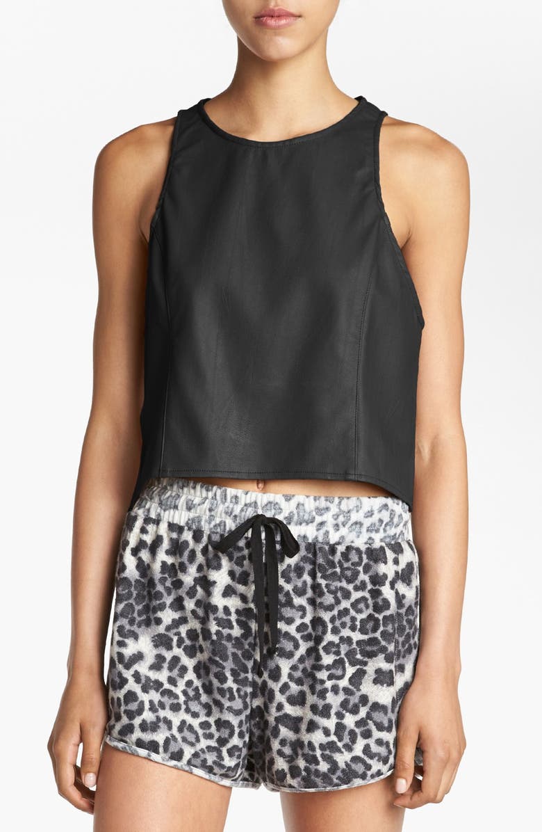 ASTR the Label ASTR Faux Leather Crop Top, Main, color, 