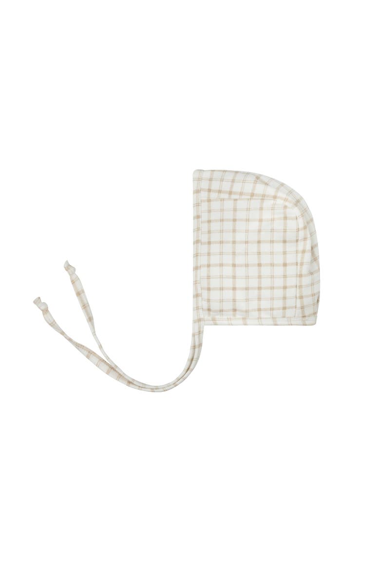 Modal French Terry Plaid Sheep Collection - Footie + Bonnet, Alternate, color, Beige
