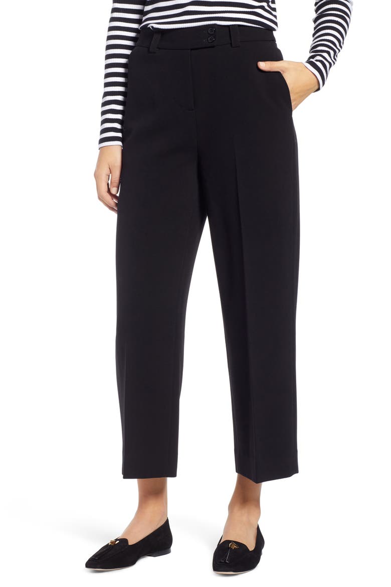 Solid Crop Wide Leg Pants, Main, color, BLACK