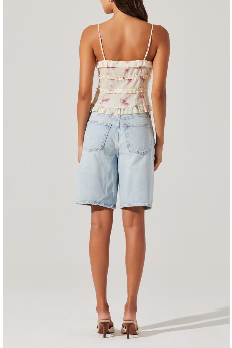 Islah Floral Ruffle Tie Front Crop Camisole, Alternate, color, IVORY PINK FLORAL