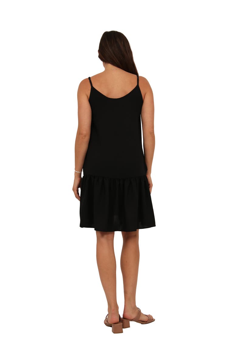 24seven Comfort Apparel Womens Essential Scoop Neck Spaghetti Strap Pocket A-Line Mini Dress, Alternate, color, Black