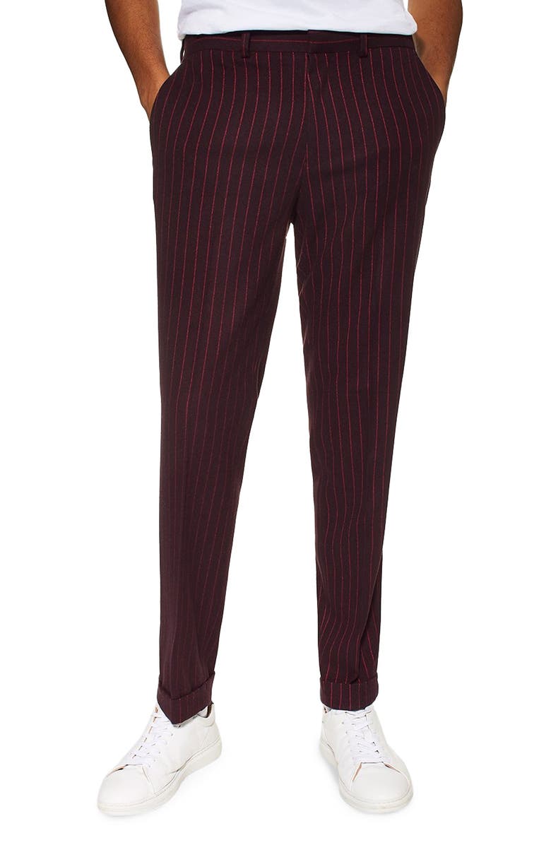 Topman Rocky Slim Fit Pinstripe Trousers, Main, color,