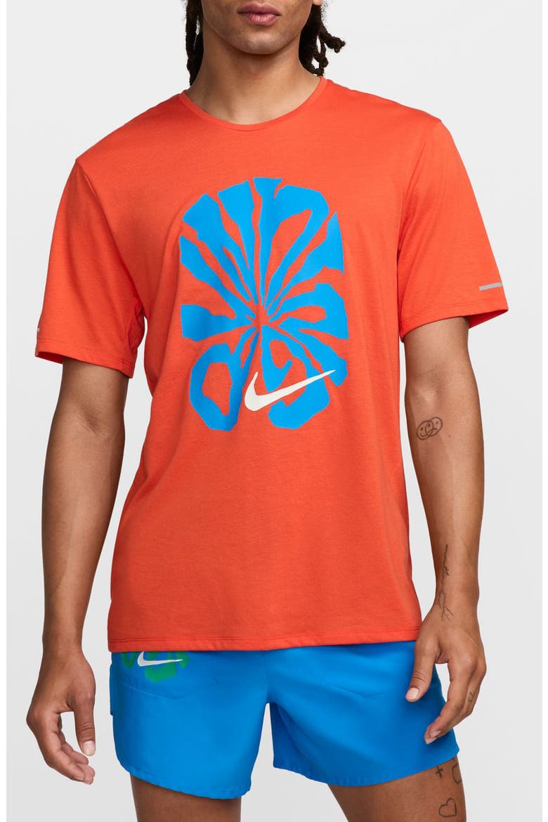 Dri-FIT Rise 365 Running Graphic T-Shirt, Main, color, COSMIC CLAY/ SUMMIT WHITE