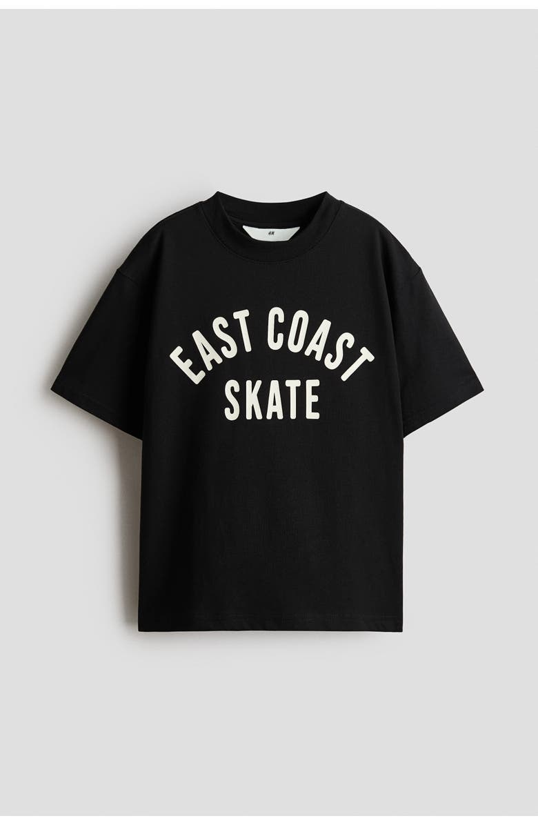 H&M Loose-fit printed t-shirt, Alternate, color, Black/East Coast
