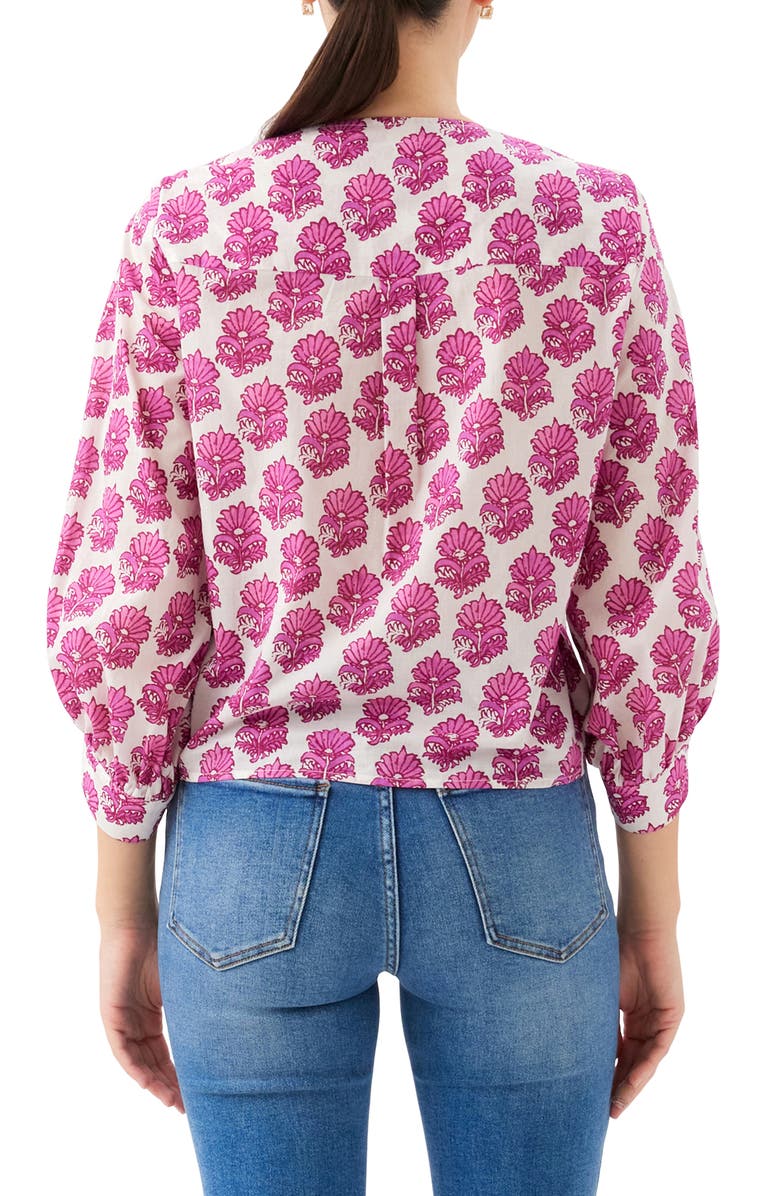 Karen Kane Batik Print Tie Front Cotton Top, Alternate, color,