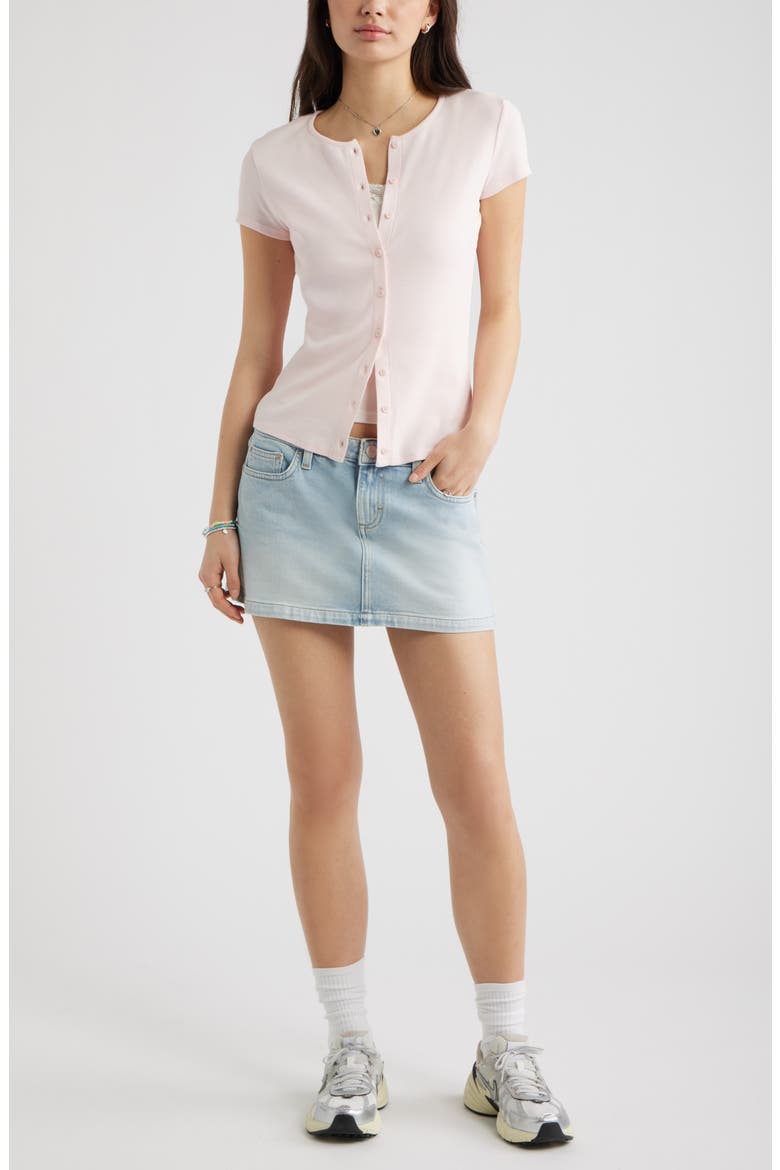 Short Sleeve Rib Knit Cardigan, Alternate, color, PINK BALM