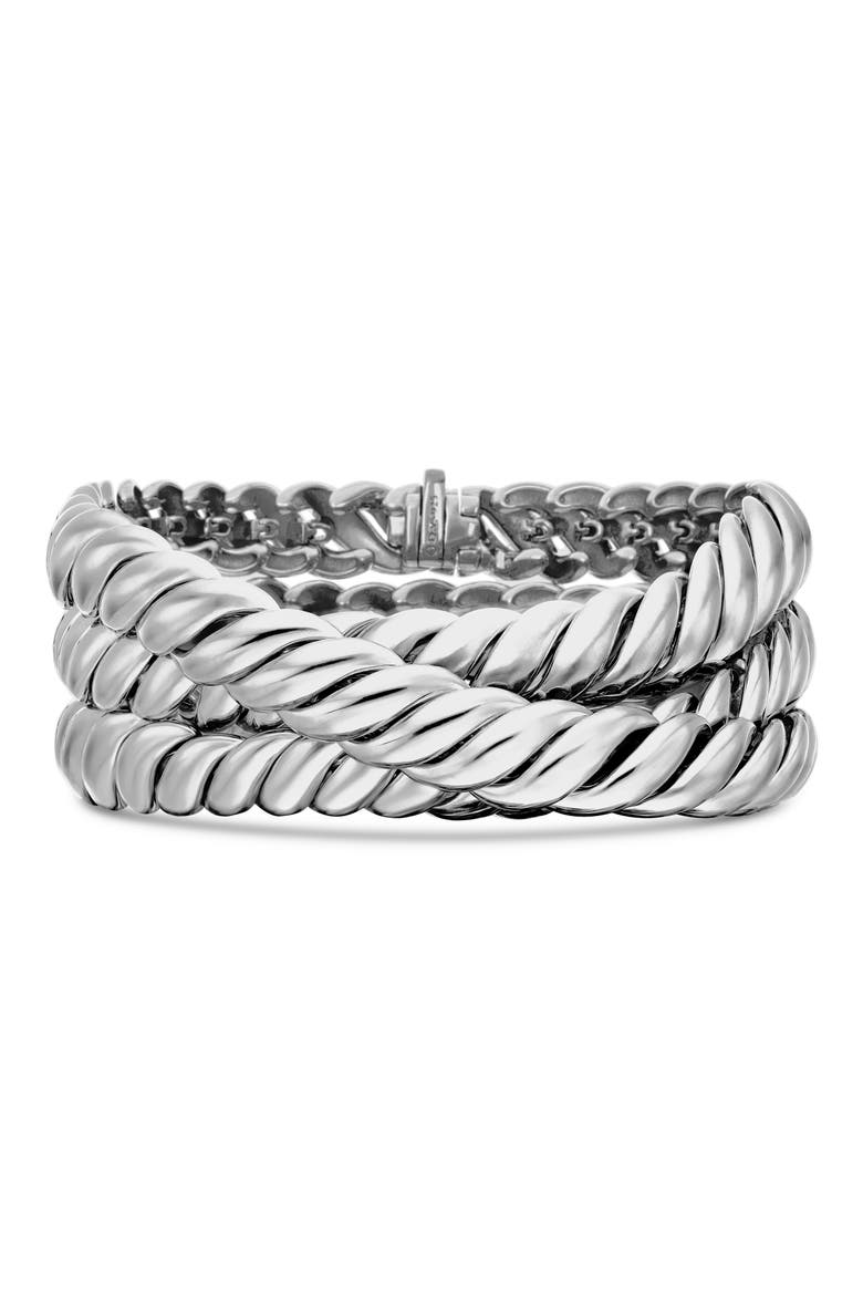 Sculpted Cable Triple Wrap Bracelet in Sterling Silver, Main, color, STERLING SILVER