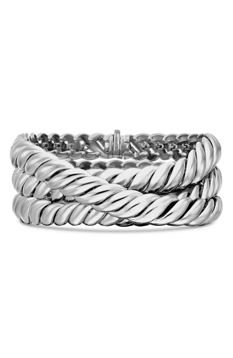 David Yurman Sculpted Cable Triple Wrap Bracelet in Sterling Silver, Main, color, Sterling Silver