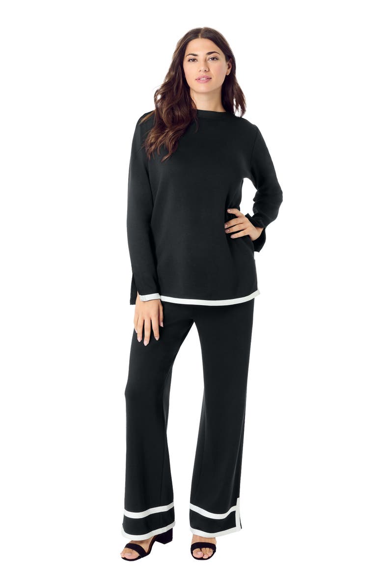 Roaman's Colorblock Lounge Set, Main, color, Black White