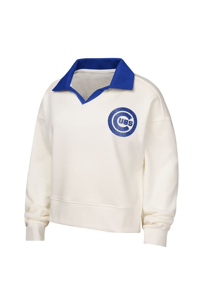 Girls Youth White Chicago Cubs Ballpark Hit Collared V-Neck Pullover Sweatshirt, Alternate, color, White