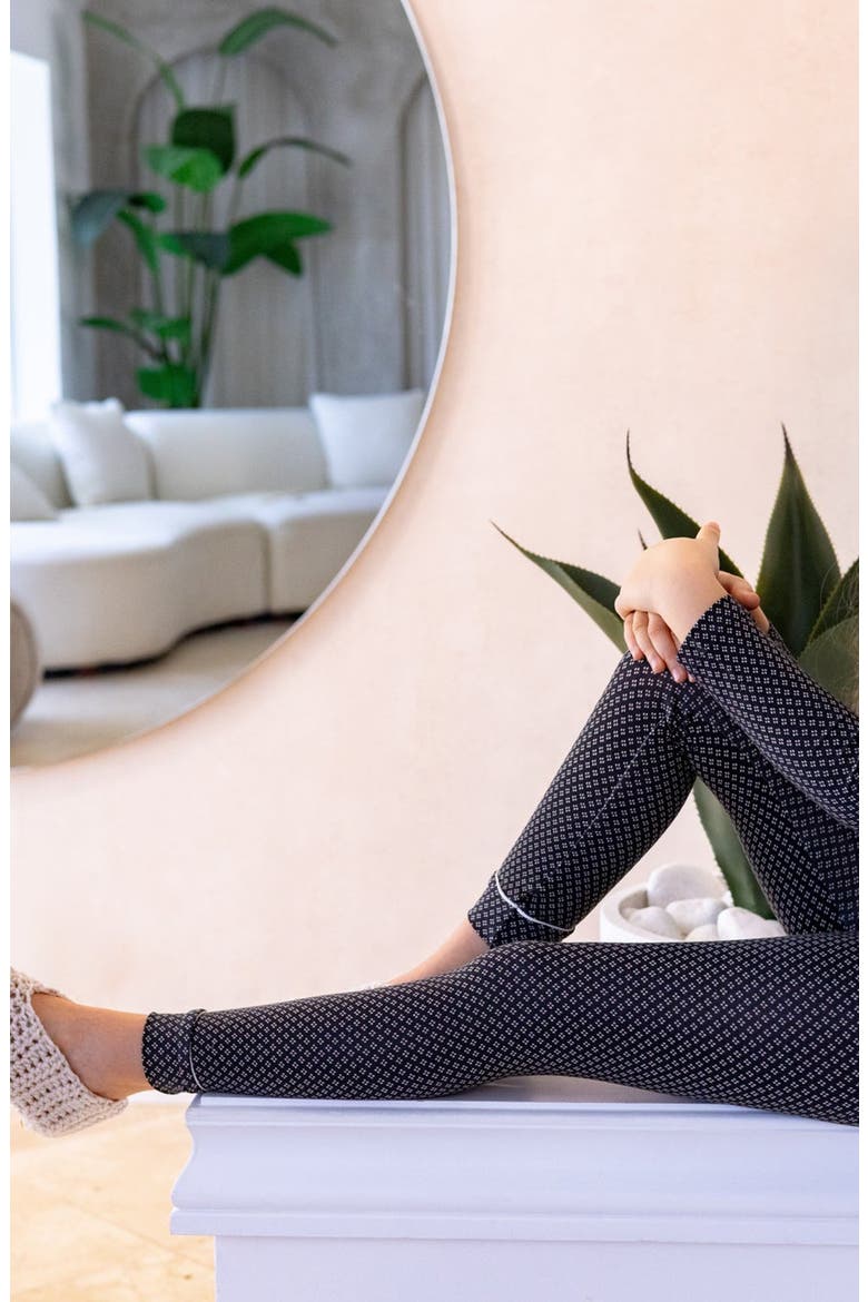 Printed Soft Loungewear Set, Alternate, color, Black / White Print