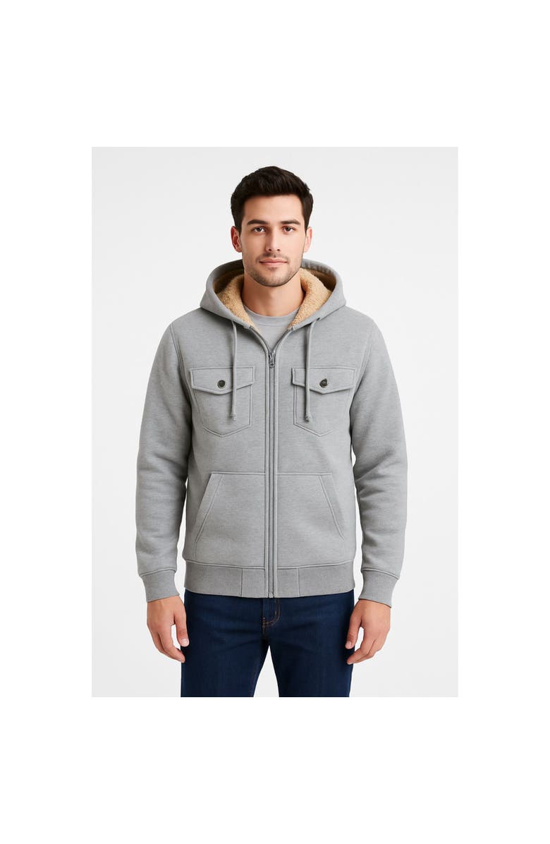 BenBen 2 Pack Mens Heavyweight Fur Lined Zip Hoodie Jacket, Alternate, color, Black/Grey