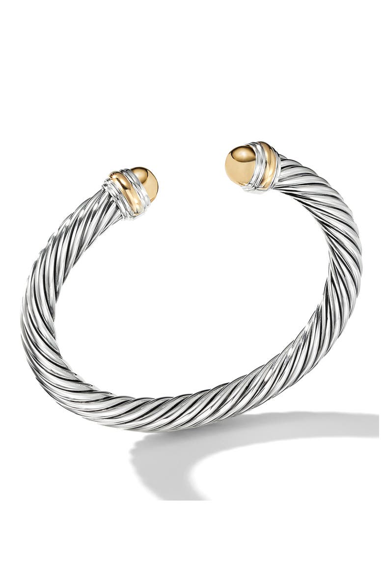 Classic Cable Bracelet in Sterling Silver with 14K Yellow Gold and Semiprecious Stones, 7mm, Alternate, color, GOLD DOME
