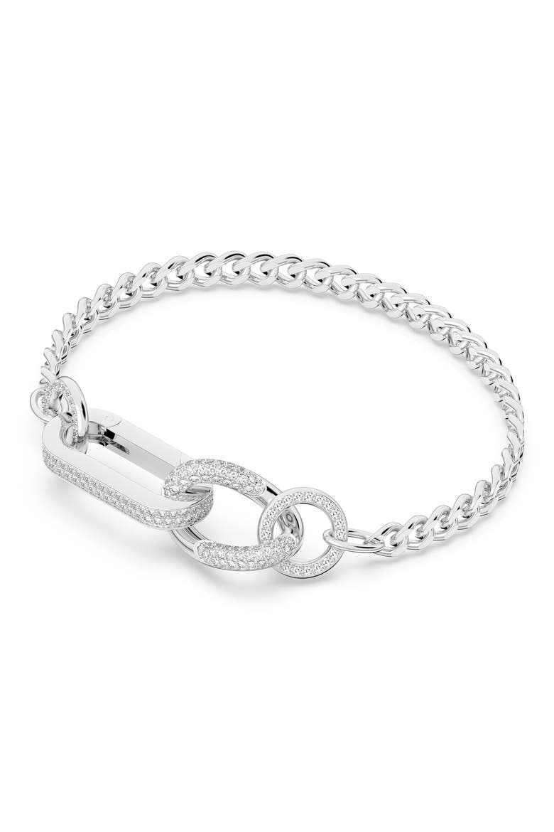 Dextera Pavé Swarovski Crystal Chain Bracelet, Alternate, color, WHITE/ SILVER