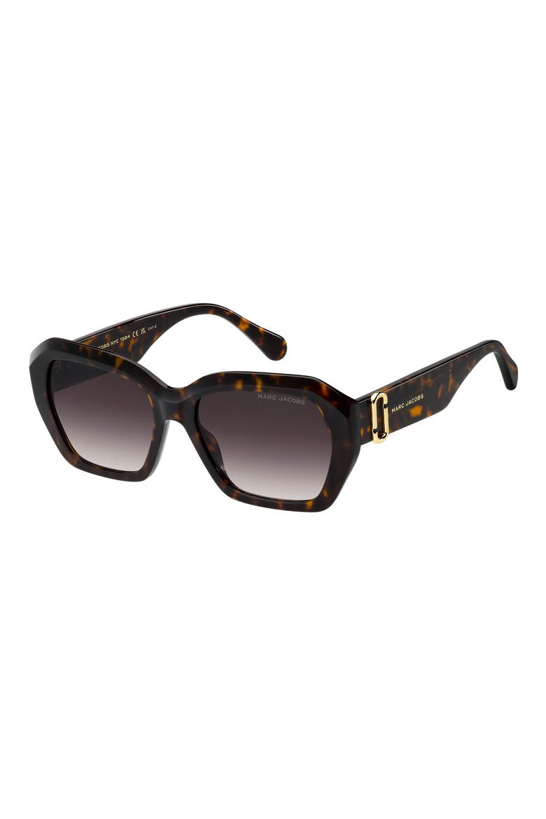 55mm Square Geomatric Sunglasses, Alternate, color, HAVANA/ BURGUNDY