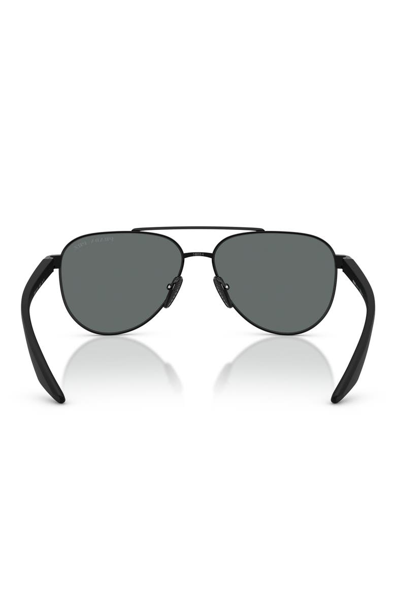 58mm Polarized Pilot Sunglasses, Alternate, color, BLACK
