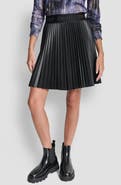 DKNY Pleated Faux Leather Miniskirt
