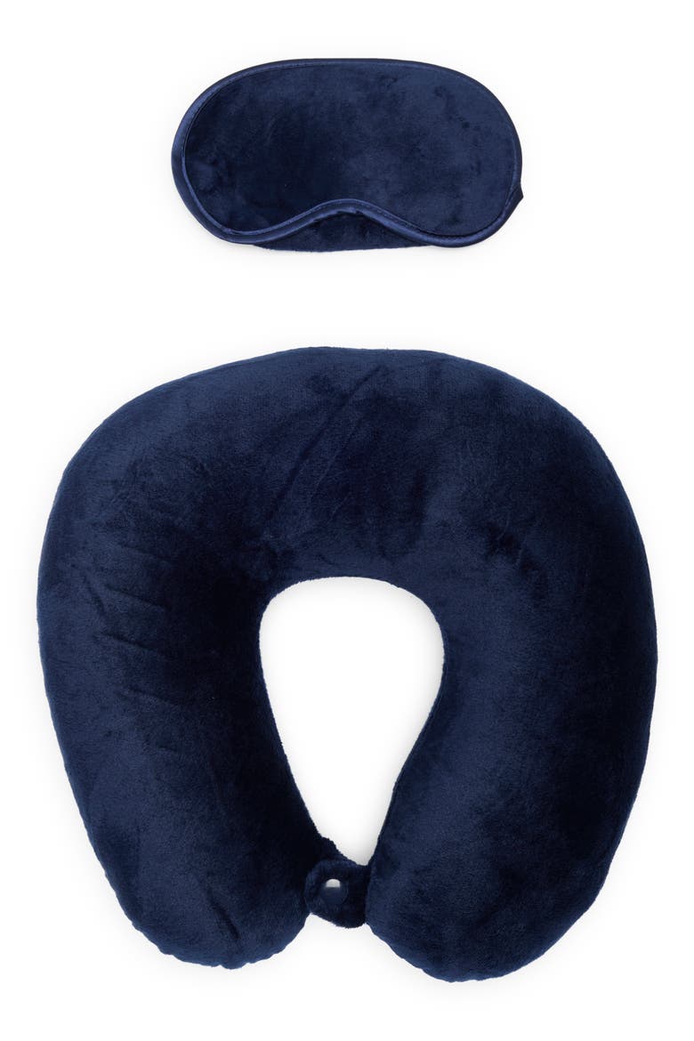 Travel Neck Pillow with Eye Mask, Main, color, NAVY