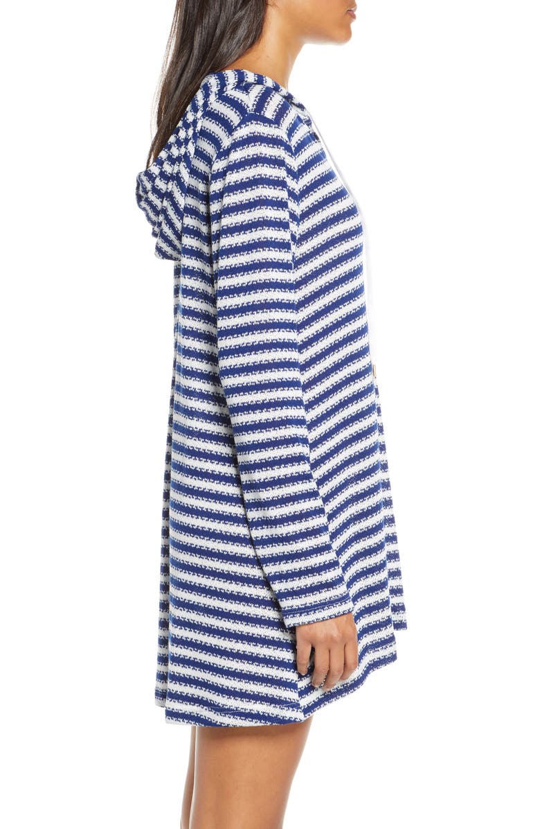 La Blanca Slouchy Hooded Sweater Cover-Up Tunic, Alternate, color, Midnight