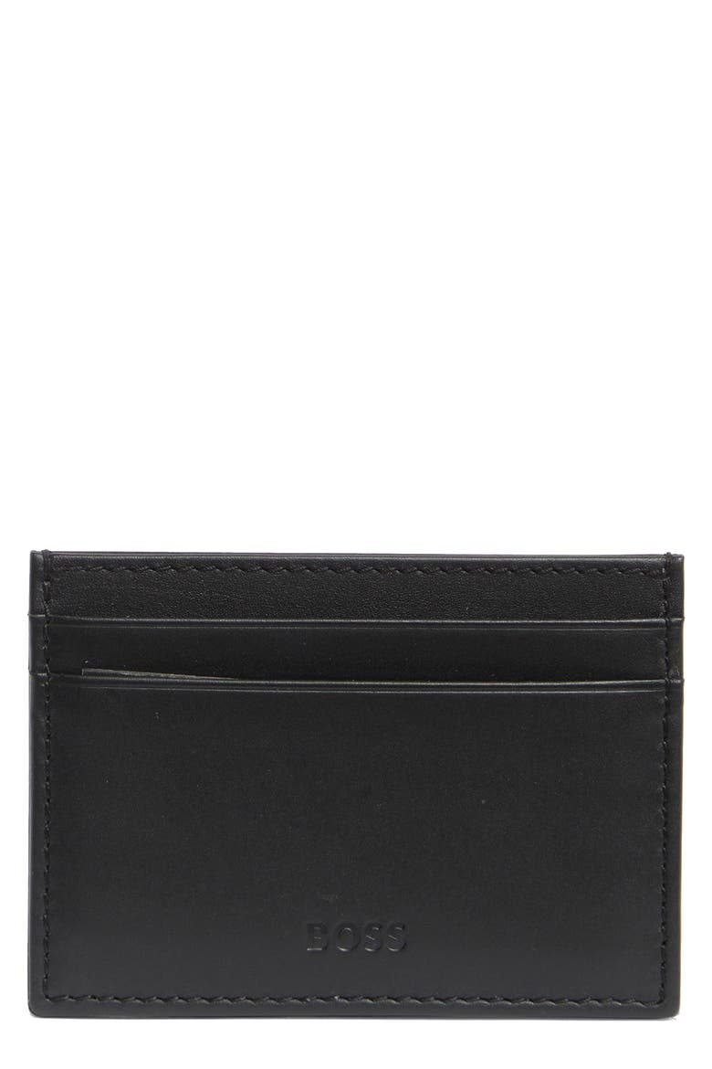 Randy Leather Card Case, Main, color, BLK