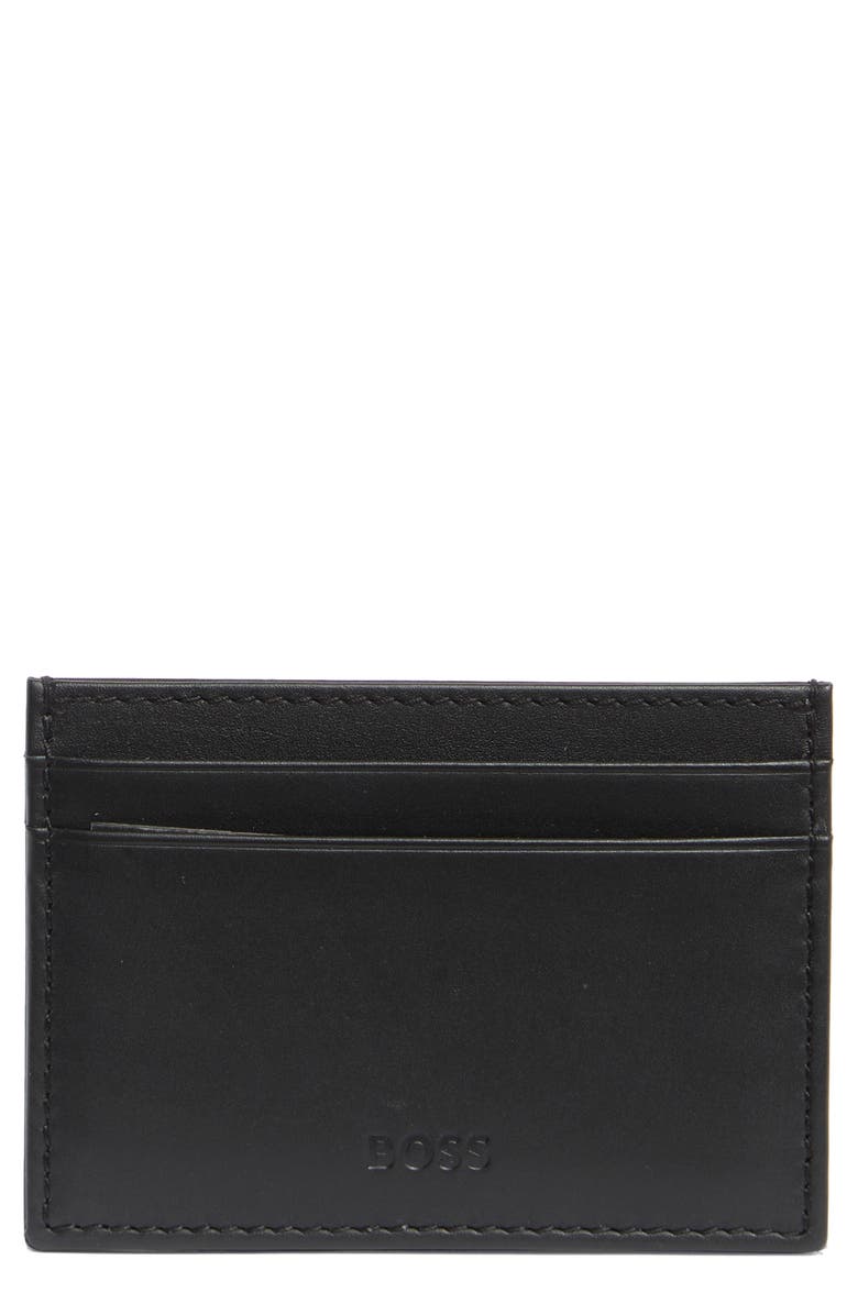 BOSS Randy Leather Card Case, Main, color, Blk