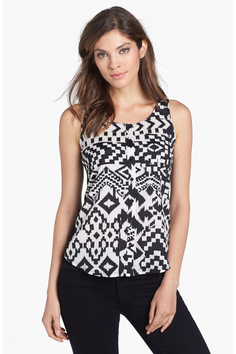 Mixed Media Tank, Main, color, BLACK/ WHITE AZTEC PRINT