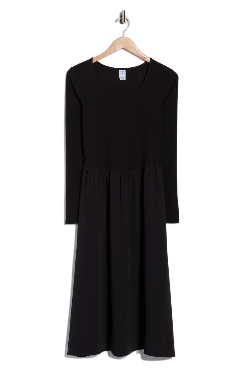 Melrose and Market Long Sleeve Fit & Flare Midi Dress, Alternate, color, Black